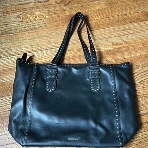 Black leather Rebecca Minkoff tote with silver stud detail